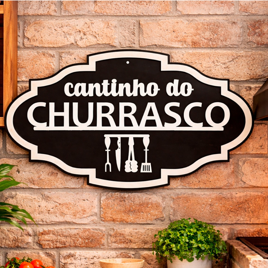 Placa Decorativa Cantinho Do Churrasco MDF Quadro Gourmet Parede Area De Lazer Churrasqueira Rustico Decoracao Casa