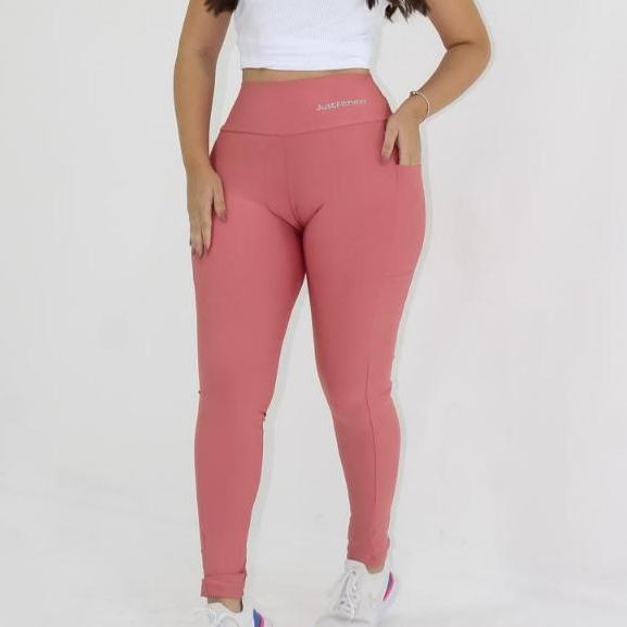 Legging Feminino Just Fit com Bolso Tecido Poliéster Cintura Alta Zero Transparencia Perfeito pra Academia Treino