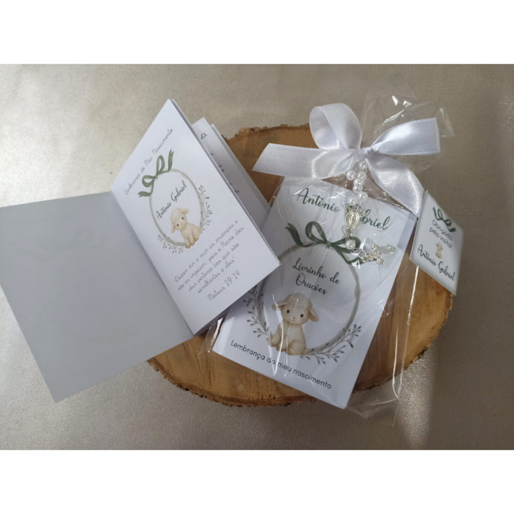 Kit livrinho de oração com mini terço lembrancinha nascimento maternidade COM MINI TERÇO