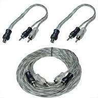 Kit Rca Preto e Prata Cabo 5M Dupla Blindagem + Dois Cabos Y Rca Permak