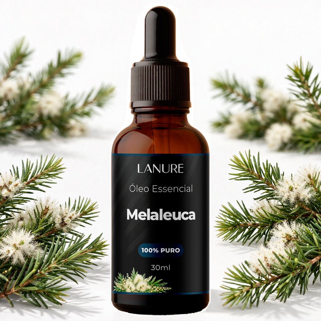 Óleo Essencial de Melaleuca Tea Tree 100% Puro 30ml Lanure Para Unha Pele Cabelo