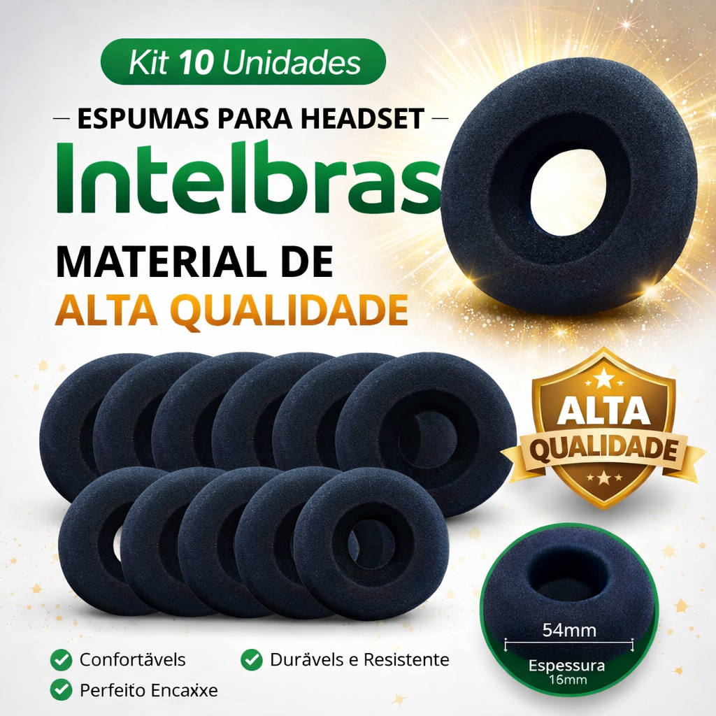 Kit 10 Espumas Reposição Headset Intelbras HSB50 CHS55 Unixtron Earset