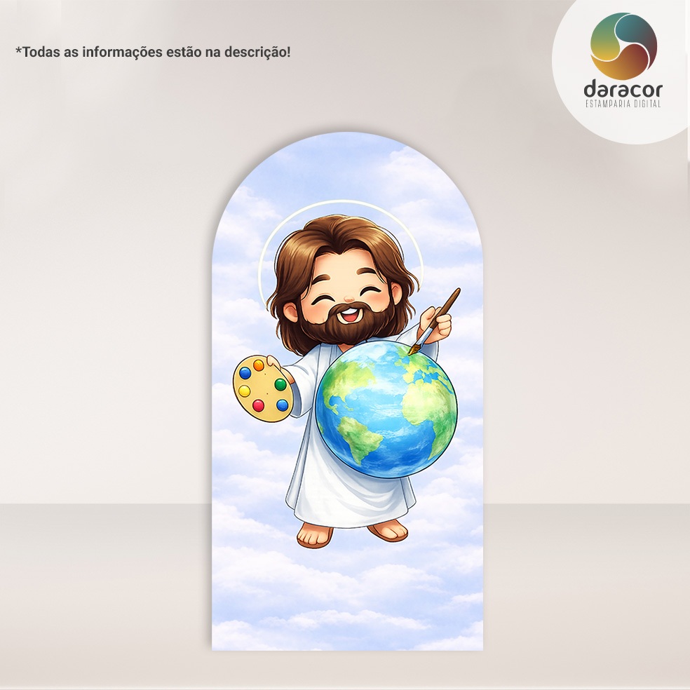 Capa de Painel Vertical Jesus Pintor Céu Retangular c/overloque e Romano c/ elástico FACE ÚNICA