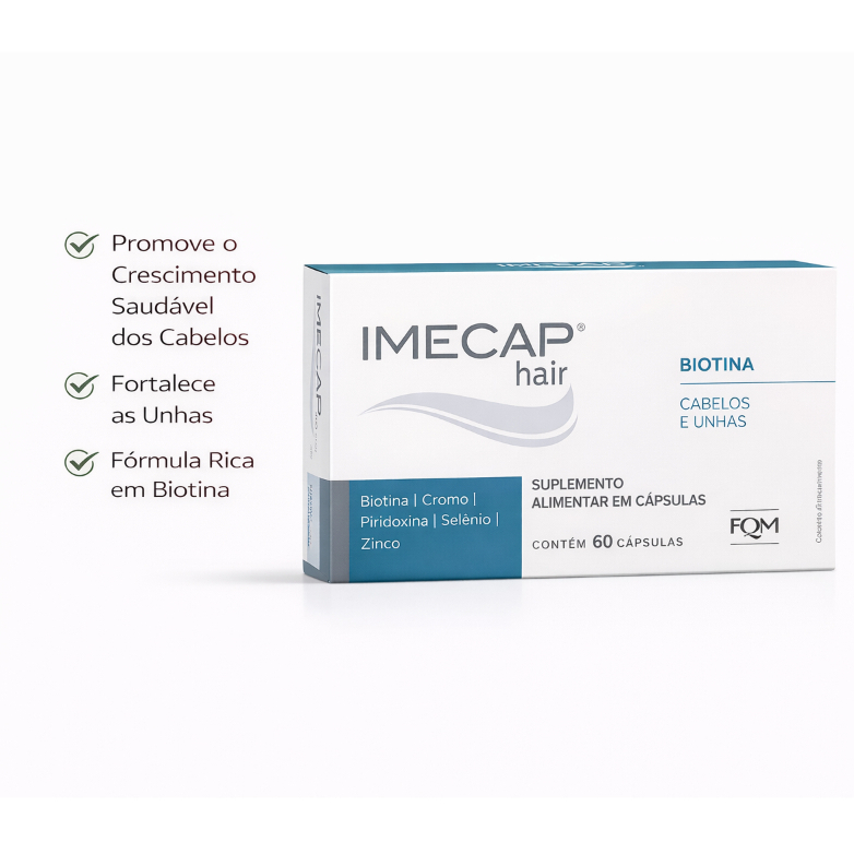 Imecap Hair Cabelos e Unhas 60 Cápsulas - Suplemento para Crescimento e Fortalecimento Capilar