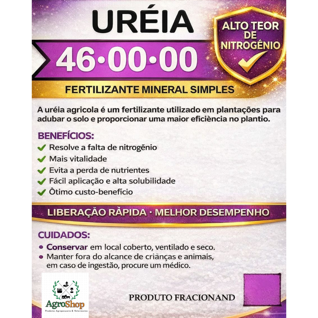 Adubo Fertilizante Ureia Pura Agrícola 46.00.00 Fracionado.