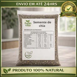 SEMENTE DE CHIA COMERCIAL NATURAL SEM GLÚTEN VEGANO - FUNN VITA