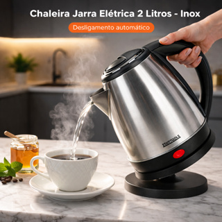 Chaleira Elétrica Inox 2 Litros 220V ou 127V  Fervedor Água Rápido Jarra Aquecedor Automático Ferve Água  Café Chá em Oferta na Shopee