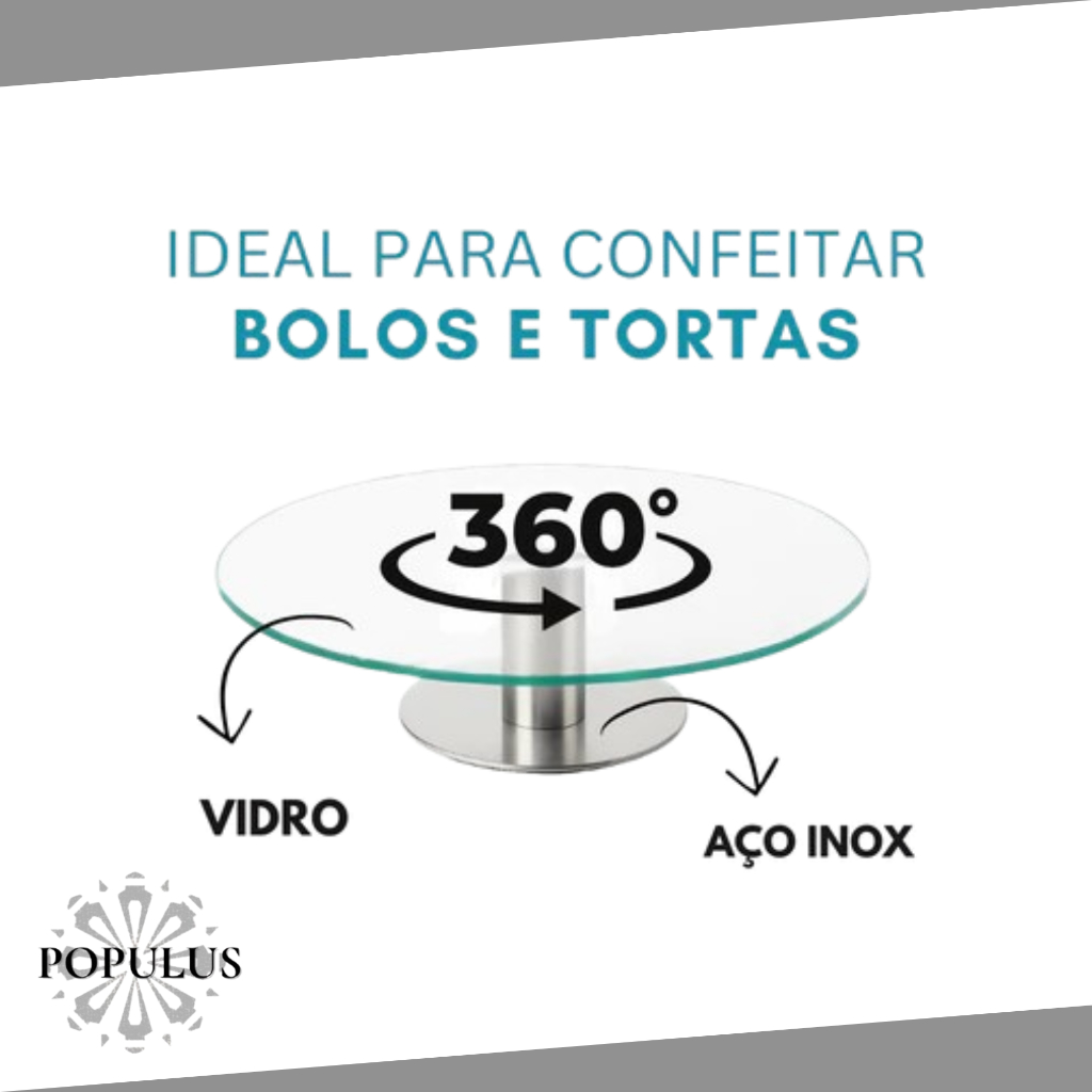 Plataforma Bailarina Giratória de Vidro Profissional - 30cm