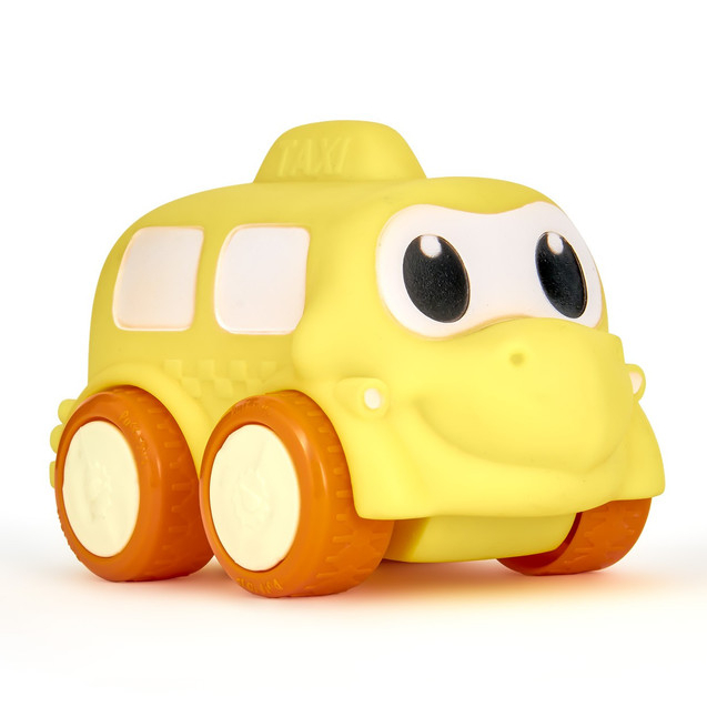 Carrinho Taxi Infantil Vinil Macio Dino Baby Soft Cars Mordedor Com Rodinhas Livres - Puff Toys