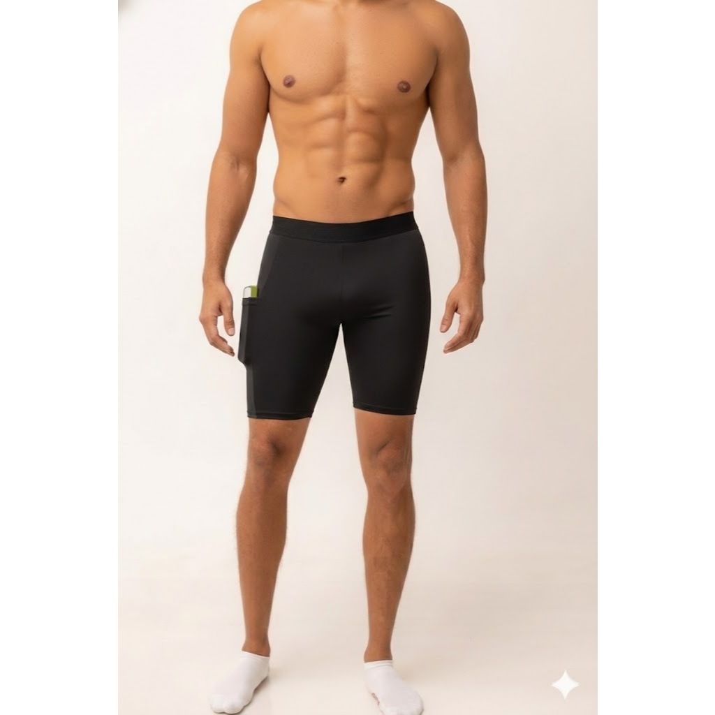 Bermuda Térmica Masculina Com Bolso ou S/Bolso Segunda Pele Compressão Proteção Uv 50+ Para Esportes