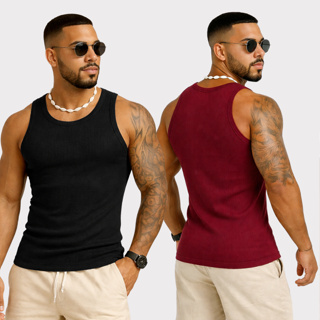 Kit 2 Camiseta Masculina Regata Canelada Estilo Americana Camisa Regata Academia em Oferta na Shopee