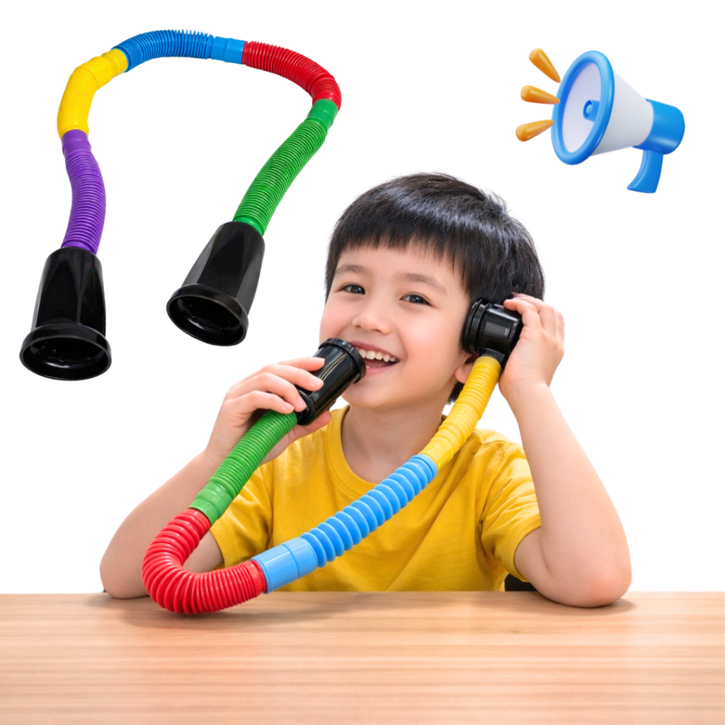 POP TUBE FONE Tubo Sensorial Fono Fala Escuta Infantil Colorido Educativo