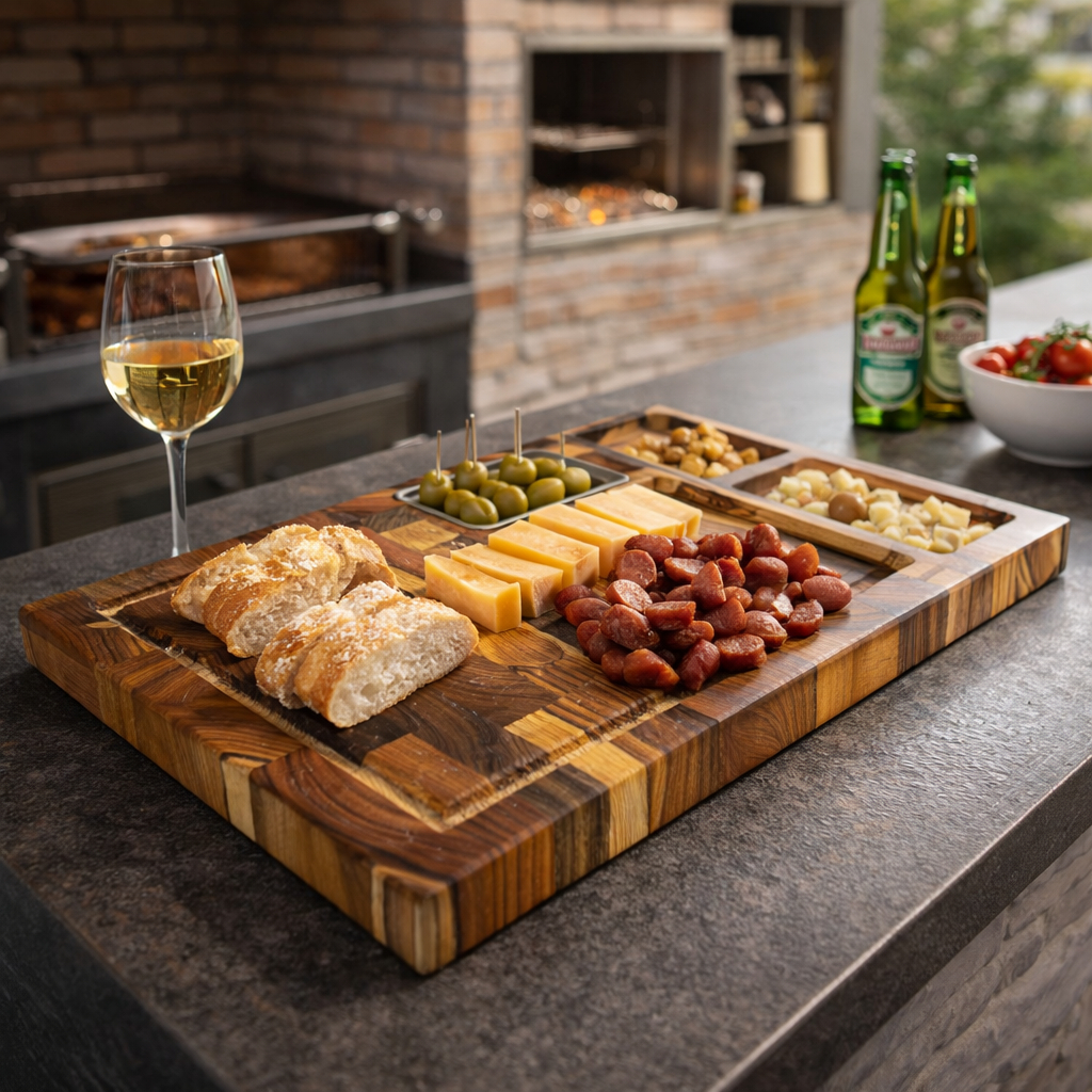 TÁBUA TECA PARA CORTE DE CARNES PETISQUEIRA MADEIRA NOBRE TABUA DE CORTE TECA INVERTIDA MÉDIA em Oferta na Shopee