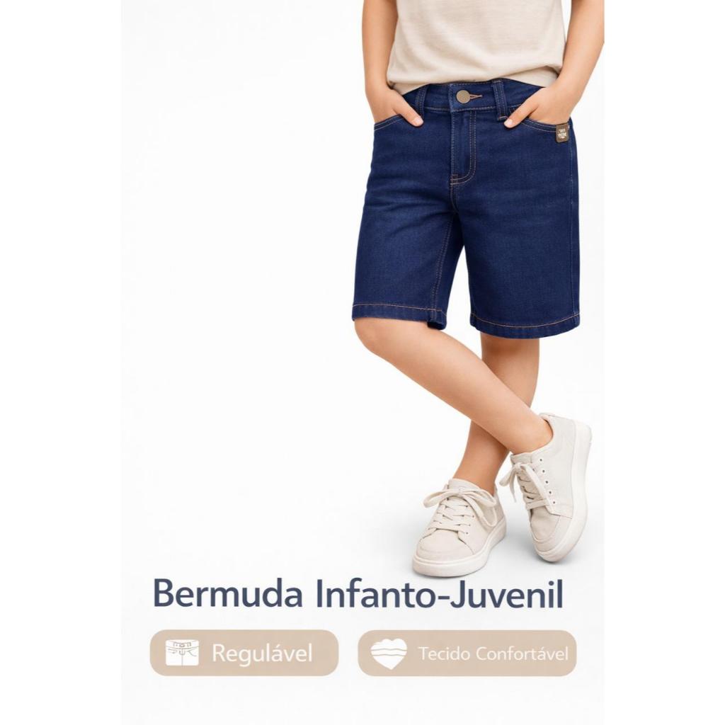 Bermuda Jeans Infantil Masculina Menino Estilo Blogueirinho