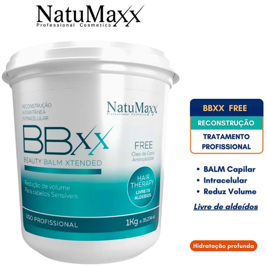 Bbxx Beauty Balm Xtended Free Natumaxx 1kg Máscara Botox Capilar Profissional Nutrição Hidratação