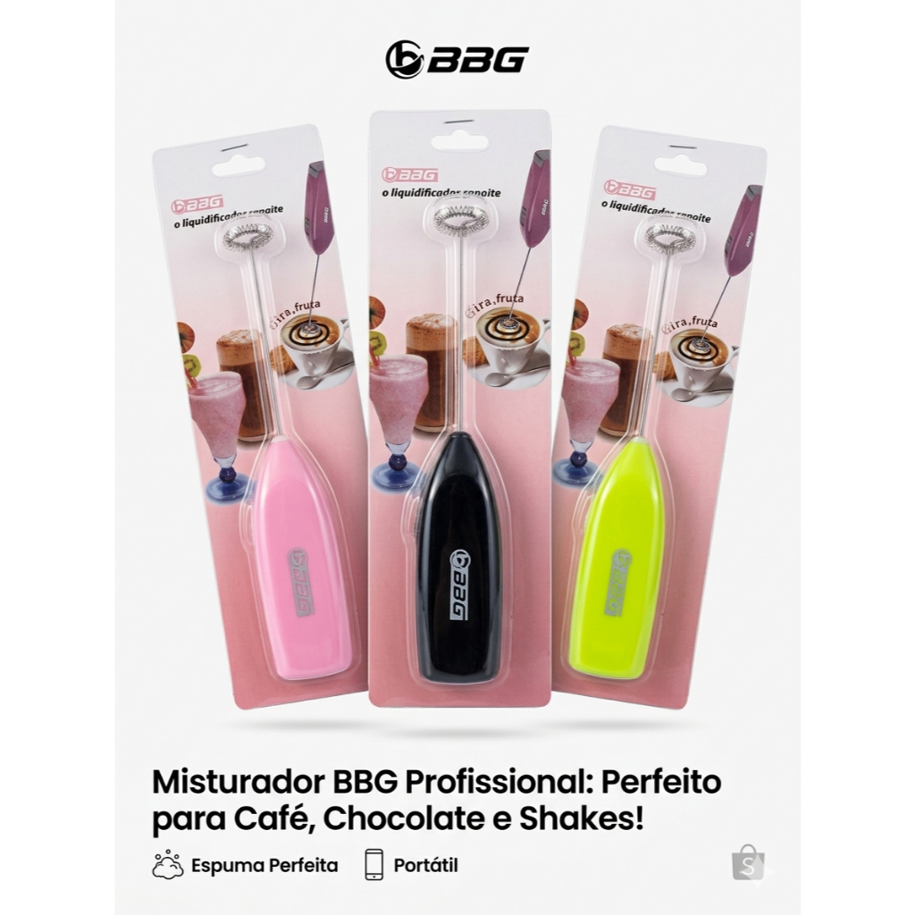 Mini Mixer Misturador De Bebidas Elétrico Portátil - Batedor de Café, Leite e Chocolate (Cores Variadas)