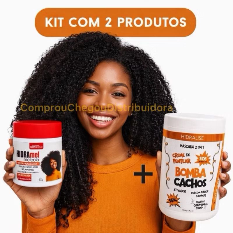 KIT Mel Cola Fitagem 500G + Creme Bomba 1KG Cachos Ativador de Pentear Fixação Cachos Definição em Oferta na Shopee