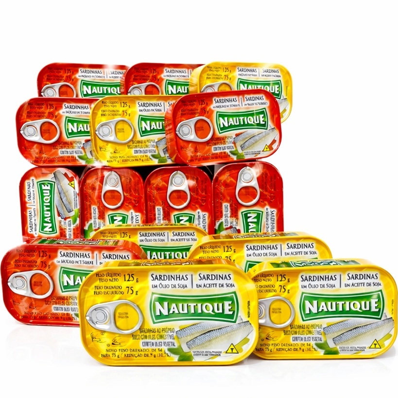 Kit Sardinha Nautique 125g Sabor Tomate e Óleo de soja - Latas original em Oferta na Shopee