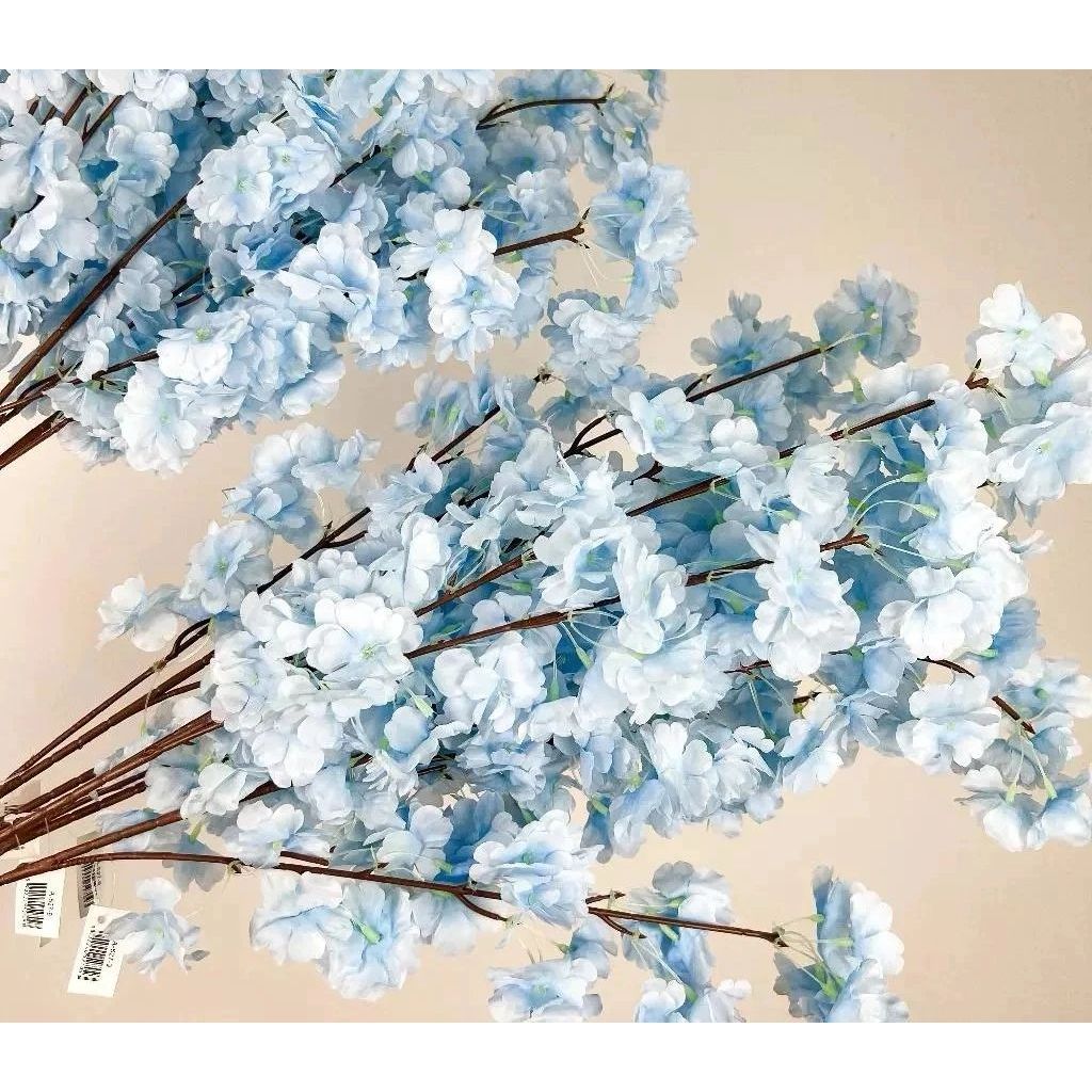 Kit 10 a 40 Flores de cerejeira decorativas artificiais para festas, casamentos BH802264 - AZUL CLARO
