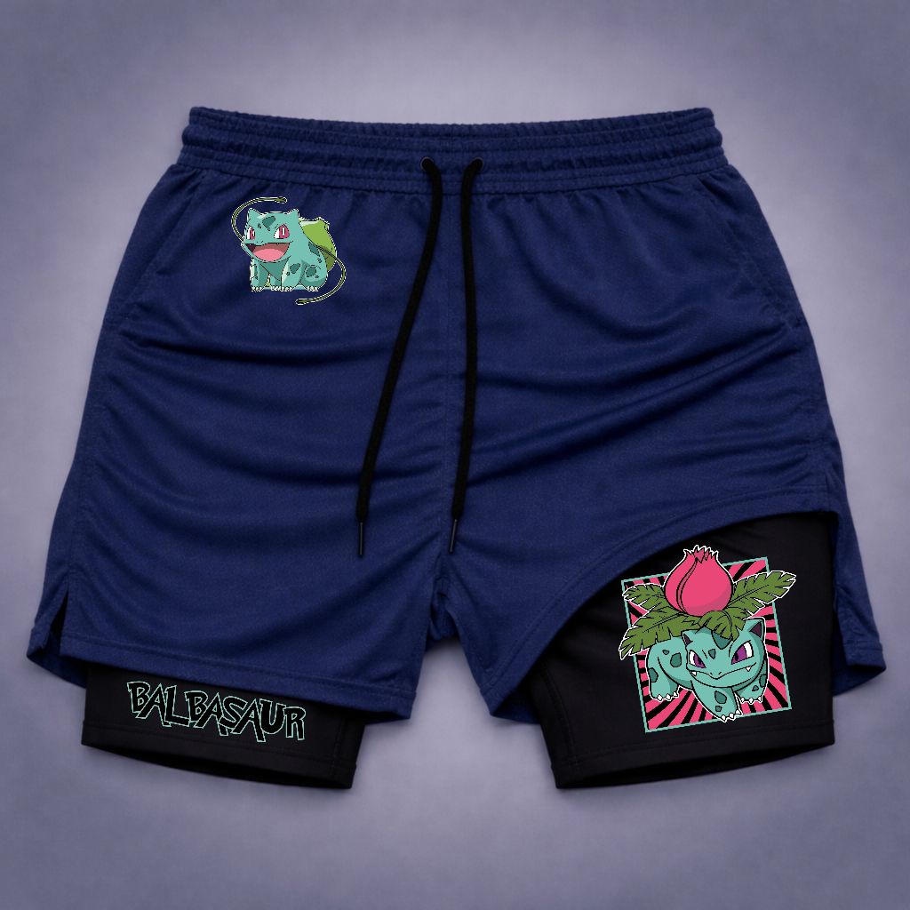 Short Compressão 2 em 1 Masculino Anime Para Academia Dry Fit Pokemon Short Camisa Colorida