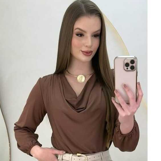 Blusa Gola Boba INVERNO Manga longa tecido poliamida light elegante  social  entrega  japido em Oferta na Shopee