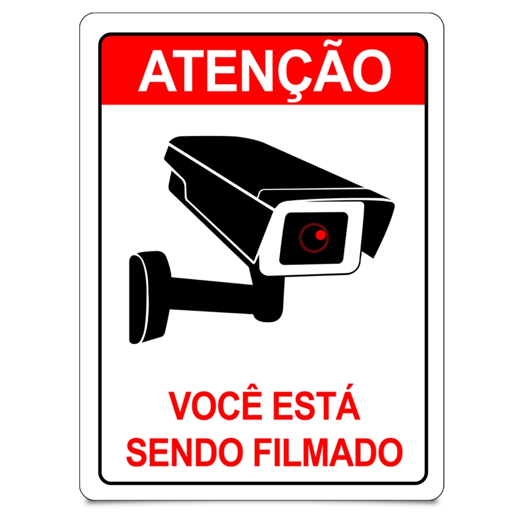 Placa Você Está Sendo Filmado Fita Dupla Face Impressão UV Resistente Uso Interno Externo