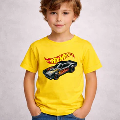 Camiseta Infantil Menino Hotwheels Camaro Dodge Charger Fogo Blusa em Algodão Premium Juvenil Cars