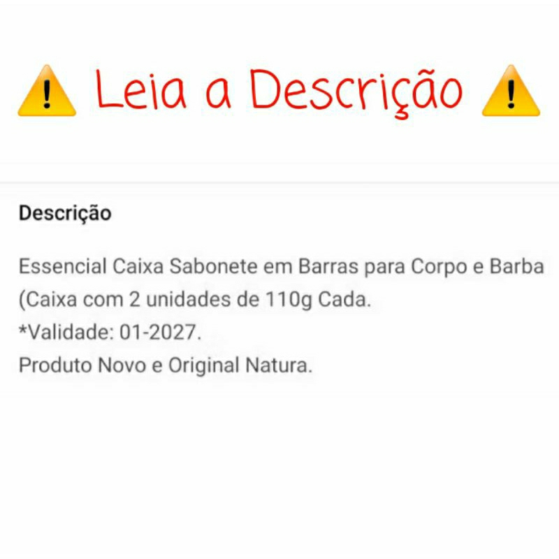 Essencial Caixa Sabonete em Barras para Corpo e Barba (Caixa com 2 unidades de 110g Cada.*Validade: 01-2027