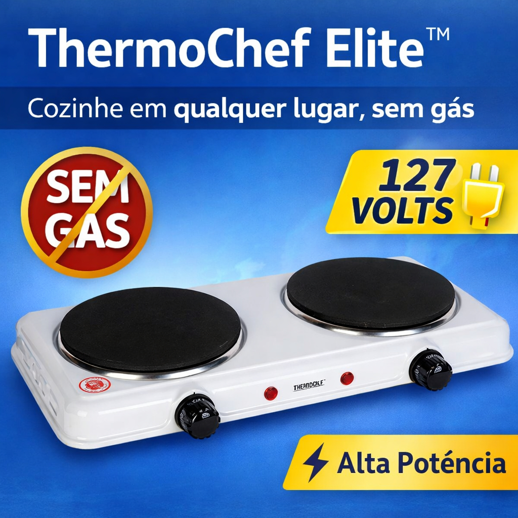 Fogareiro Elétrico 2 Bocas 2000W  -127V Indução Portátil Compacto Rápido Sem Gás Branco