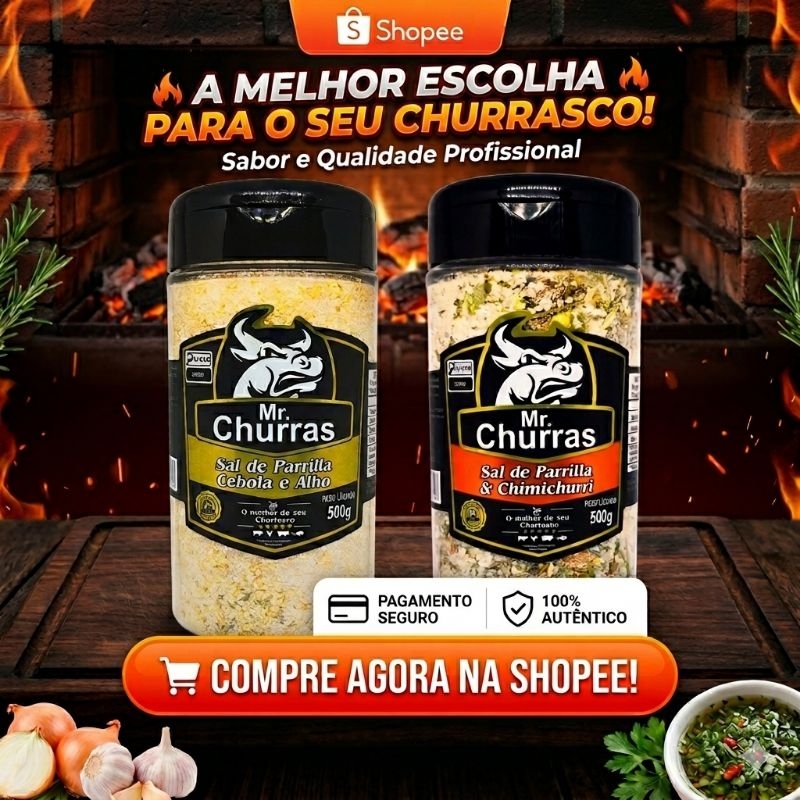 Kit 02  Sal & Chimichurri e Sal Parrilla Cebola & Alho 500g