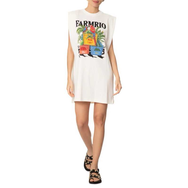 Vestido Farm Curto Engradados Farm Rio - Branco