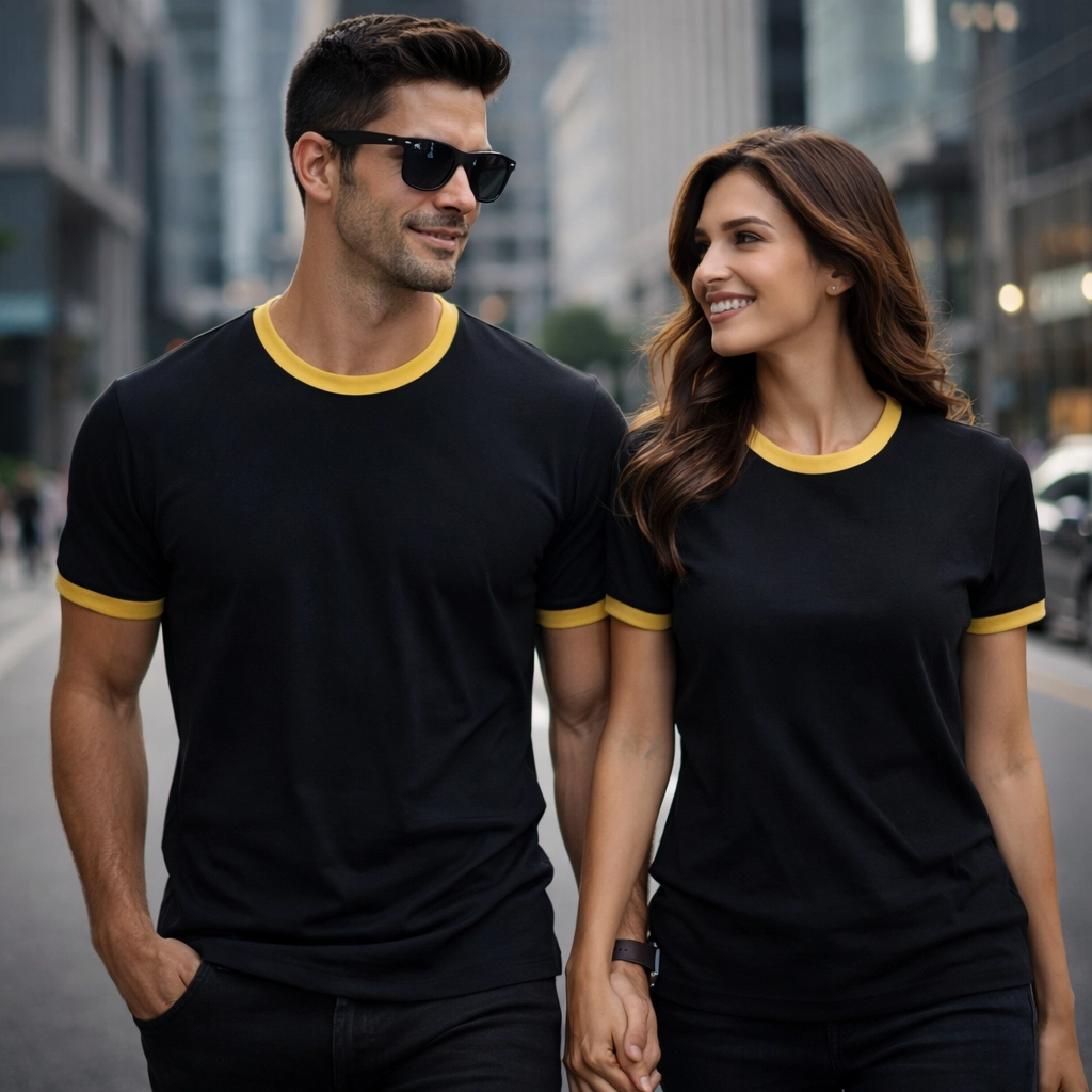 Camiseta Preta Básica Slim Algodão Unissex masculino-feminino Estilo Seleção Brasileira Confortável Casual Dia a Dia