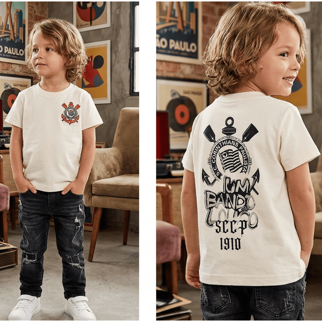 Camiseta Infantil Um Bando de Louco Corinthians