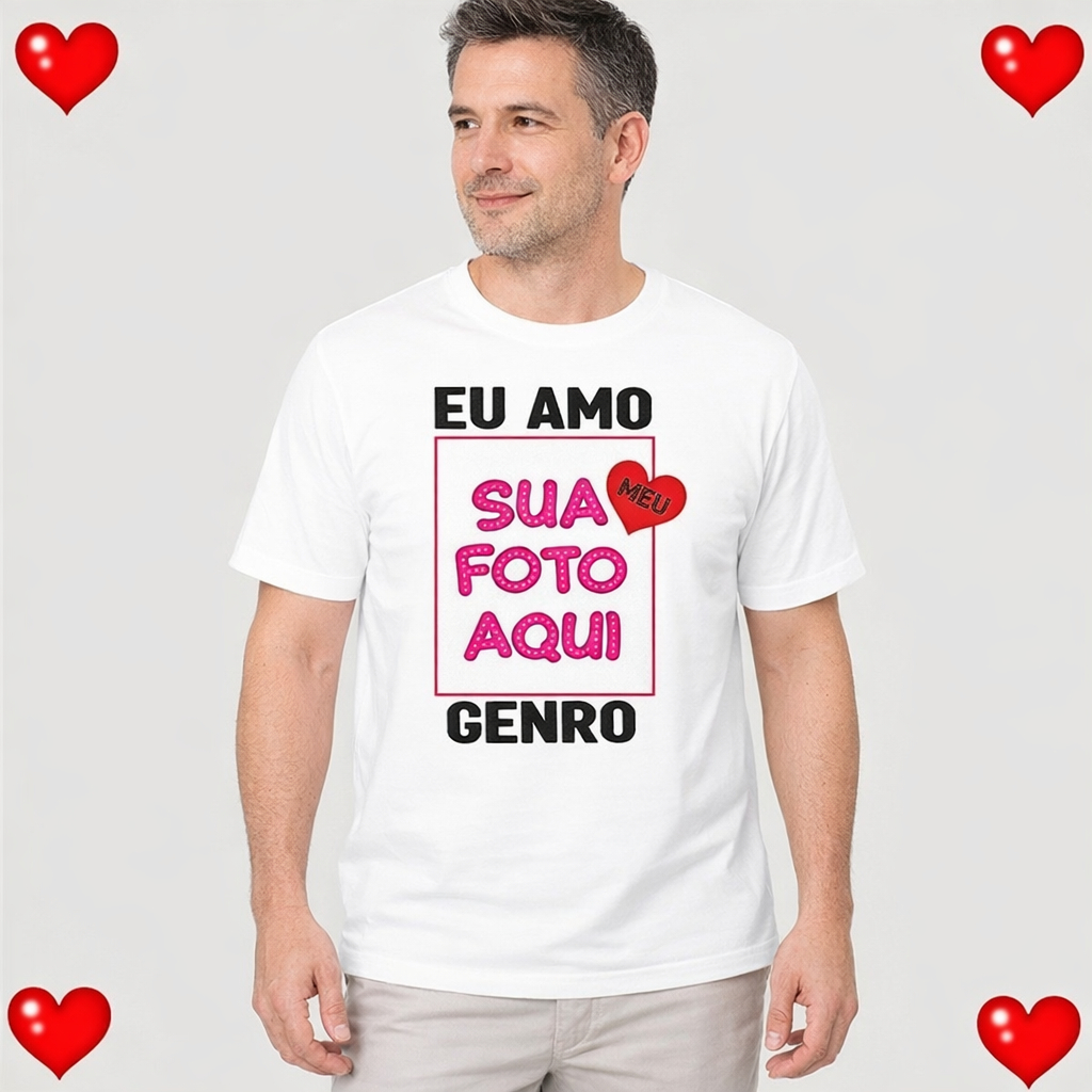 Camisa Personalizada Com Foto EU AMO MEU GENRO / EU AMO MINHA NORA / EU AMO MINHA SOGRA(O)