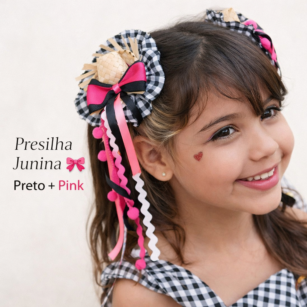 Kit Par de presilha de Cabelo Caipira Laço Festa Junina