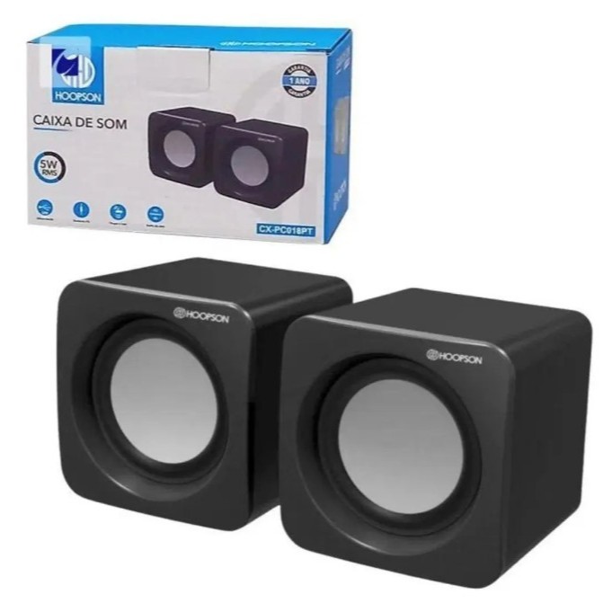 Caixa de Som USB Hoopson 4W RMS Cx-PC018 Preta para Computador