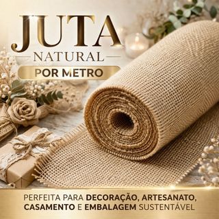 Tecido Juta Natural por Metro | Decoração Rústica, Artesanato, Casamento, Embalagem Sustentável