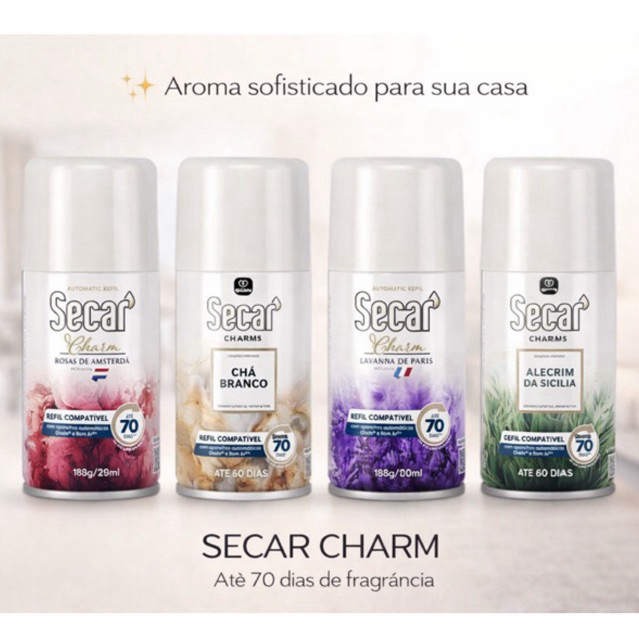 Refil Aromatizador Automático Secar Charm 269ml – Até 70 Dias de Fragrância