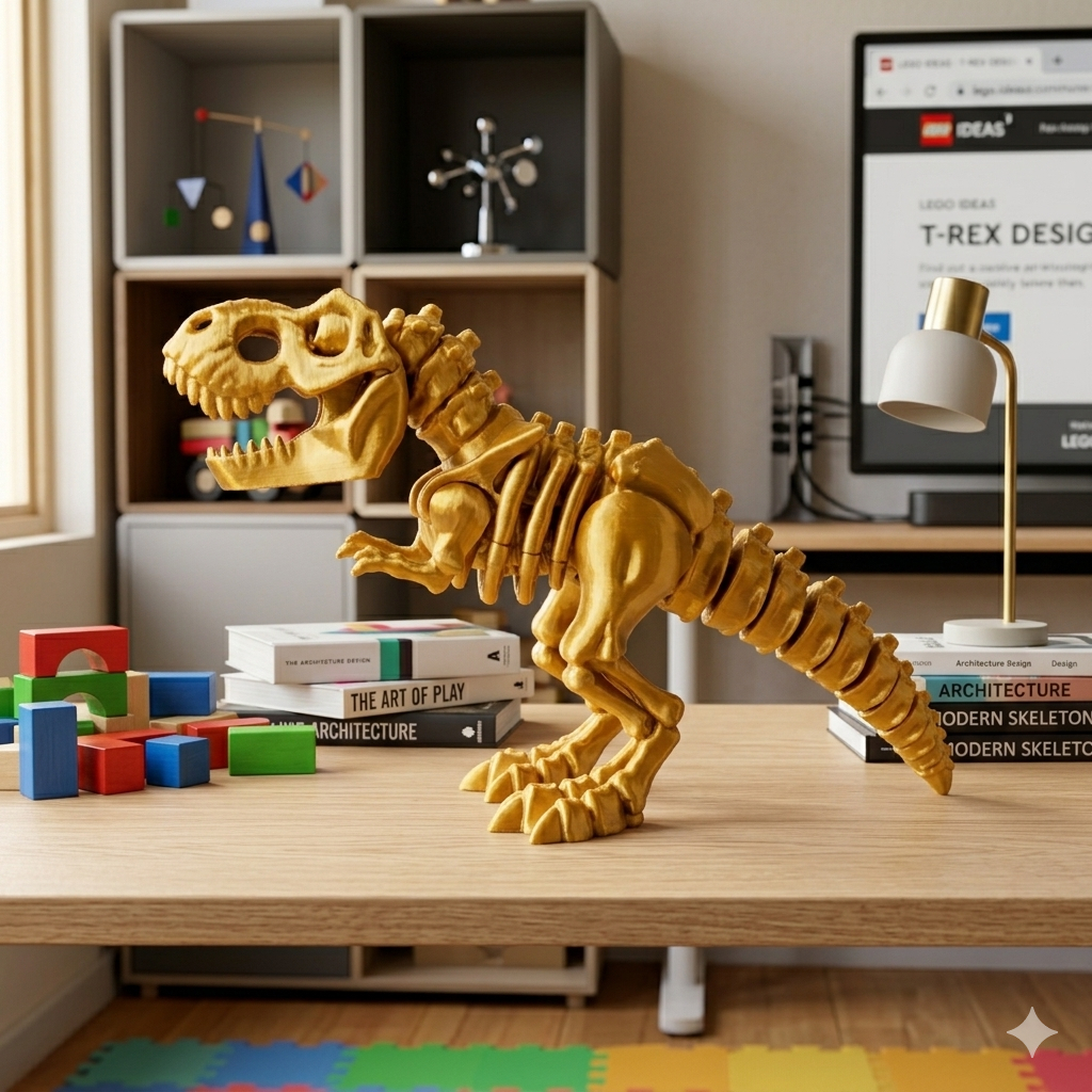 T-Rex Articulado Dourado para Crianças | Brinquedo Criativo Realista Presente Ideal