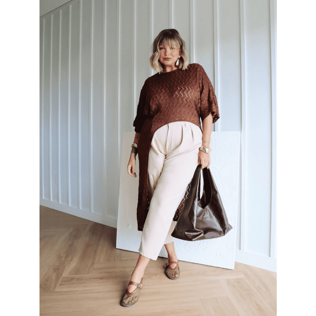 Max Blusa De Tricô Modal Bata Assimétrica