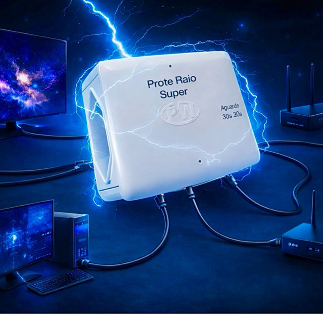 Protetor De TV Contra Raios Surtos Picos De Energia baixa tensão (oscilações na rede) com temporizador ORIGINAL