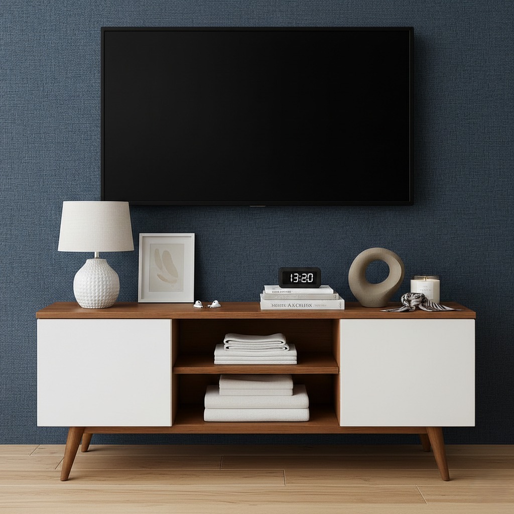 QUEIMA DE ESTOQUE - Rack Moderno Para TV Até 50” Acácia Com Nichos E Pés Madeira
