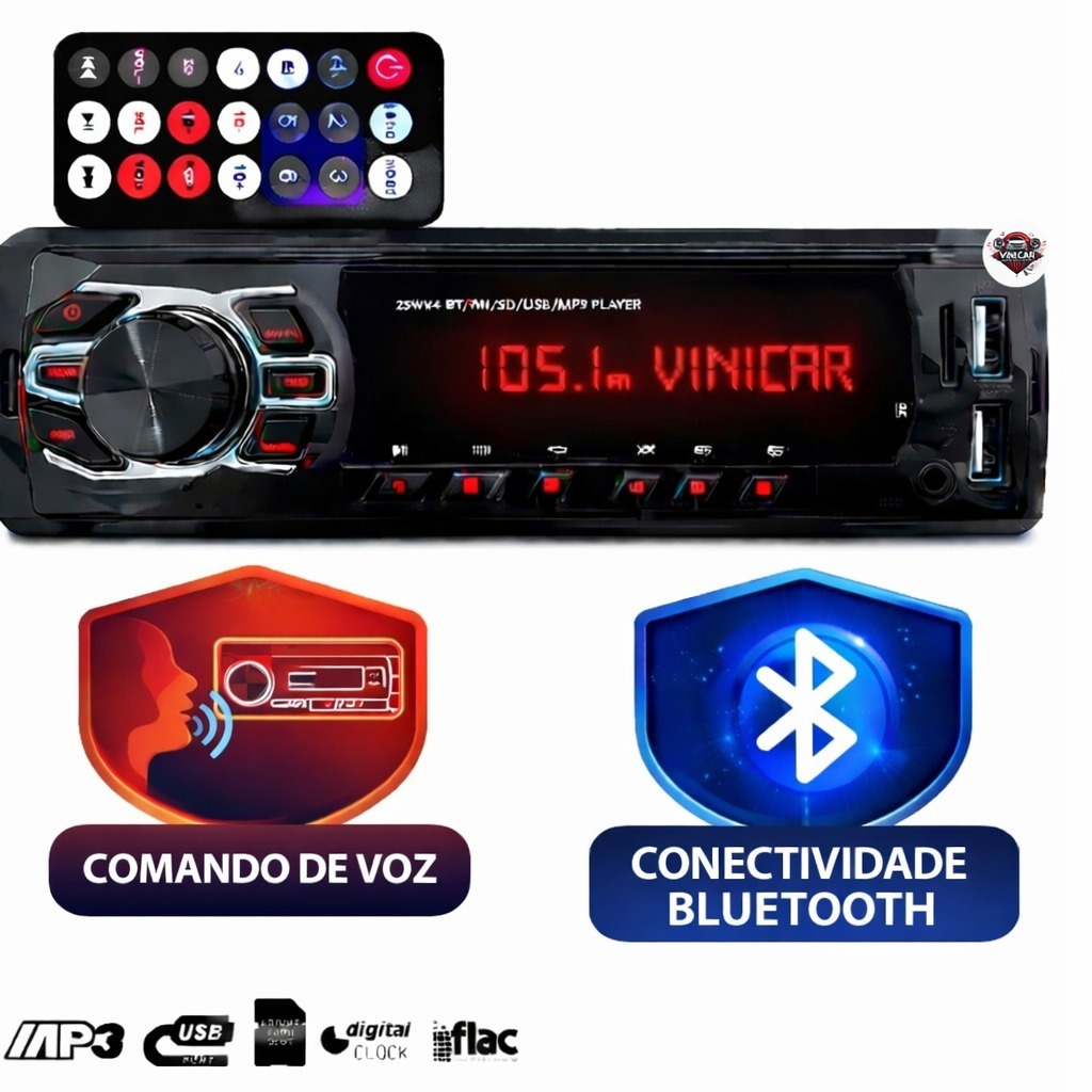 Aparelho de som carro Radio Automotivo Bluetooth Pendrive Sd Rádio