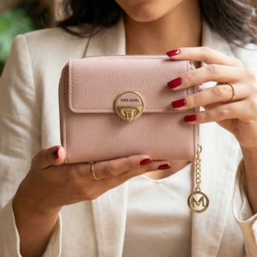 Carteira Feminina Pequena de Mão Bolsa com Zíper para Moedas Elegante Versátil Fashion Moda