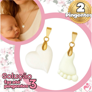 2 Joias de Leite Materno - eternizar lembranças da maternidade - Coração Pezinho Gota em Oferta na Shopee