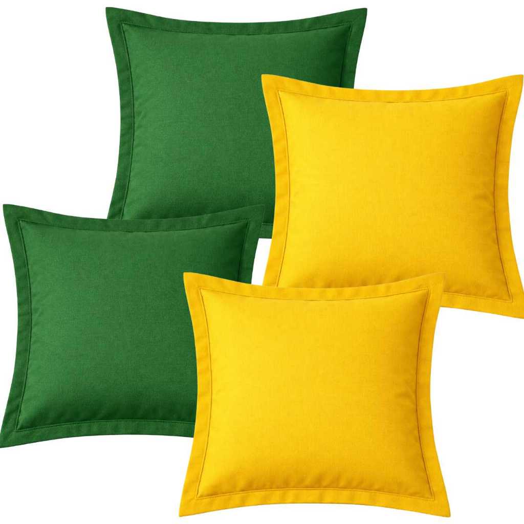 Kit Capa de Almofada C/ Aba Oxford Verde Amarelo Copa do Mundo Brasil Seleção Brasileira Fechamento Pastel 45x45cm
