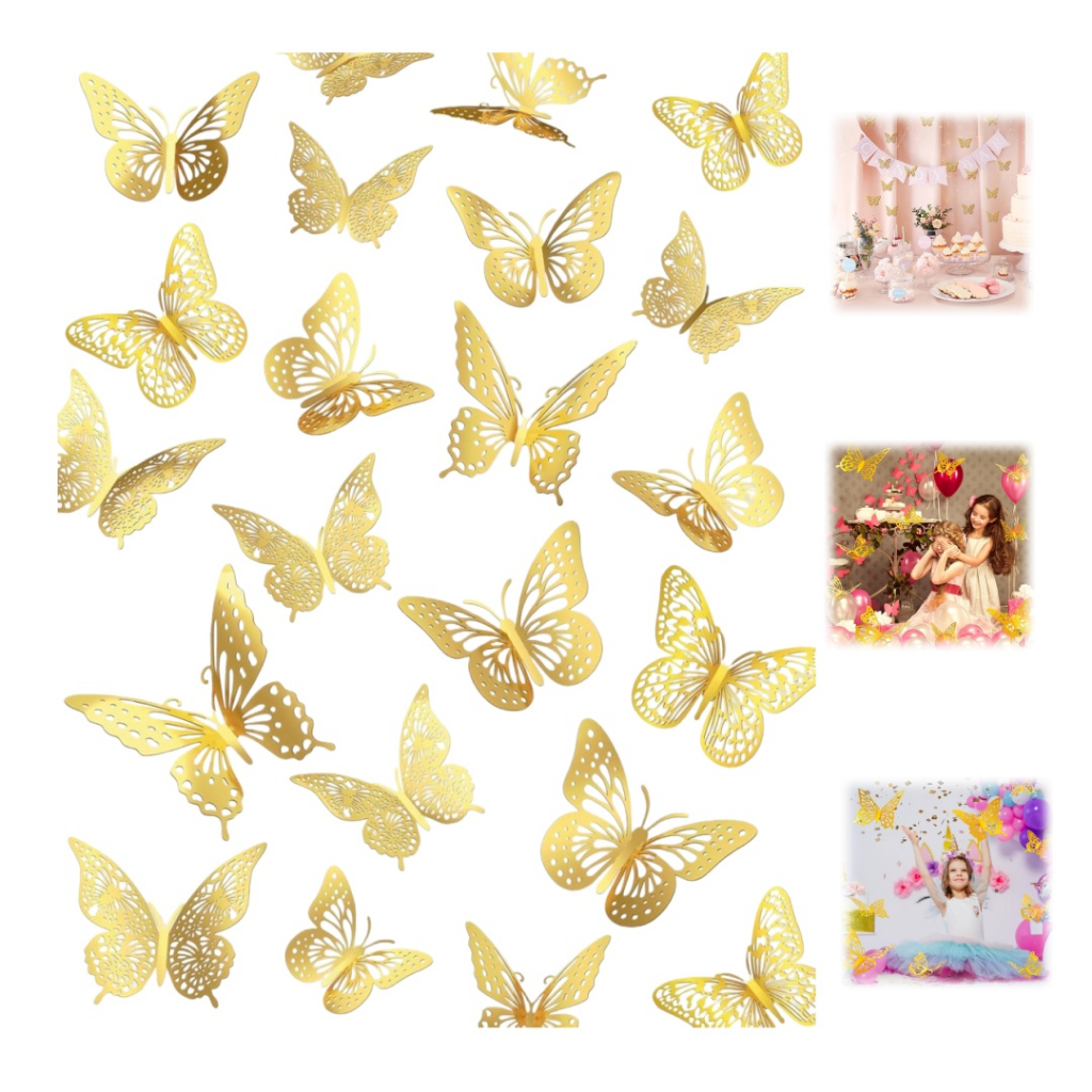 96Pcs/set 3D Butterfly Paper Cake Decoração De Bolo De Papel De Borboleta Topper Festa De Aniversário