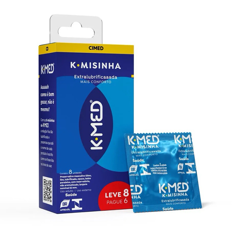 K-Med Preservativo Masculino Extra Lubrificado - Textura Lisa e Sem Fragrância