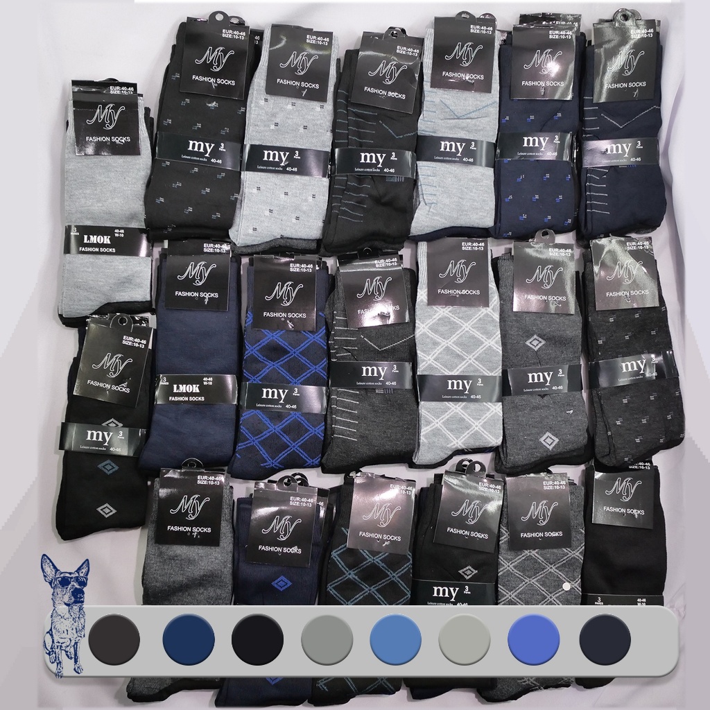 Kit 3-24 Par de meia homem Meia Social Masculina meia Cano Longo colorido Escritório Advogado /8018B