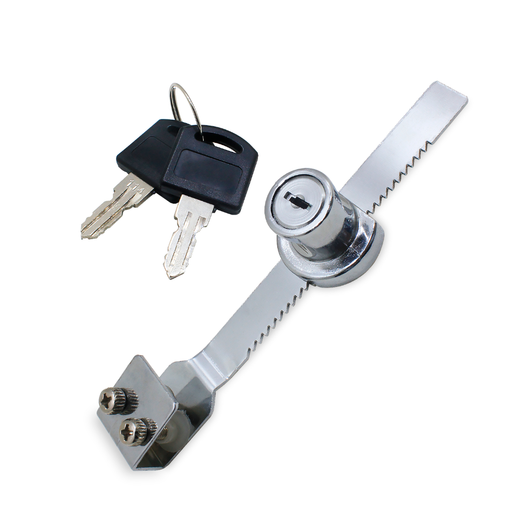 Fechadura P/ Vitrine Vidro, Freezer, Trava Morcego Jacaré Cor Prateado